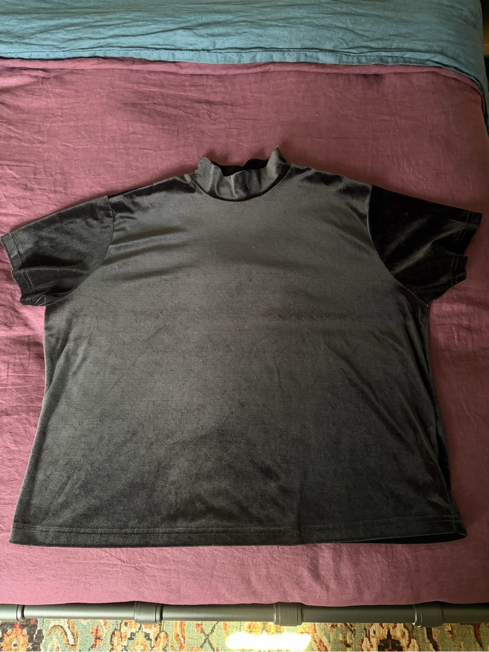 Black Velvet Mock Neck boxy tee